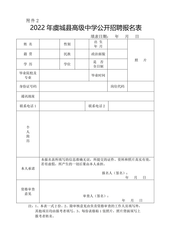 虞城縣高級(jí)中學(xué)2022年公開(kāi)招聘教師公告